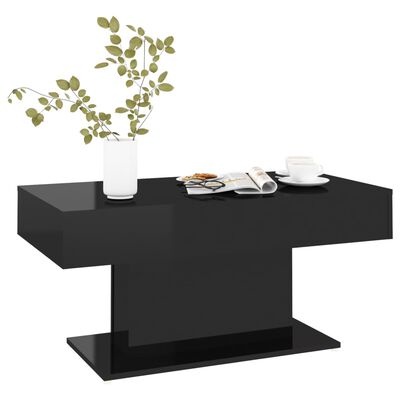 vidaXL Coffee Table High Gloss Black 37.8"x19.7"x17.7" Engineered Wood