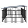 vidaXL Dog Kennel Black Powder-coated steel Large Durable Dog Kennel
