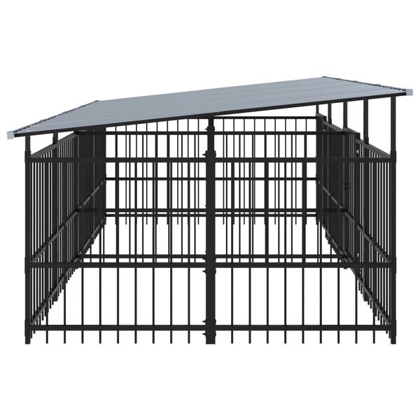 vidaXL Dog Kennel Black Powder-coated steel Large Durable Dog Kennel