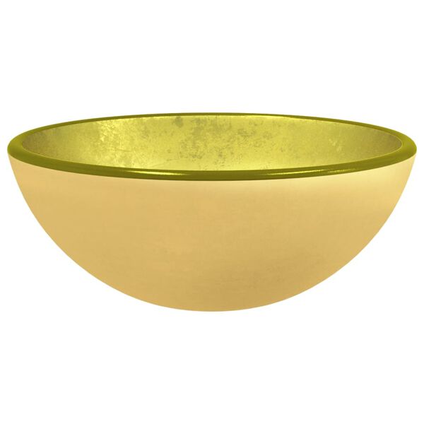 vidaXL Basin Tempered Glass 11.8x4.7" Gold