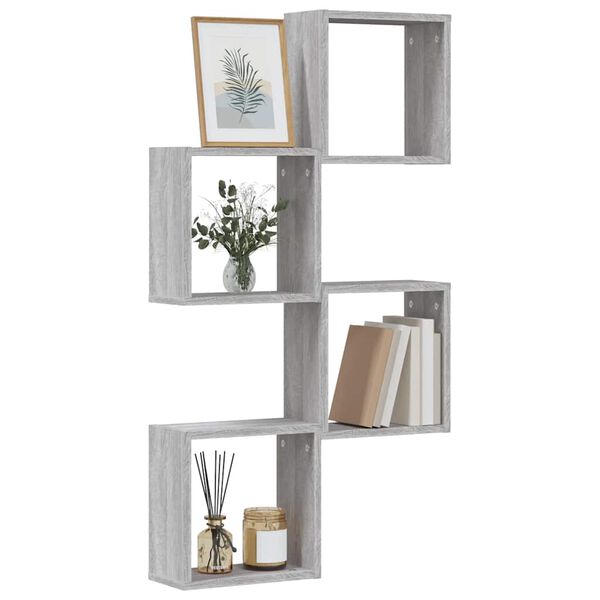 vidaXL Wall Cube Shelves 4 pcs Grey Sonoma 11.8x5.9x11.8"