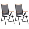 vidaXL Garden Chair Set of 2 Black Powder-coated aluminum, textilene