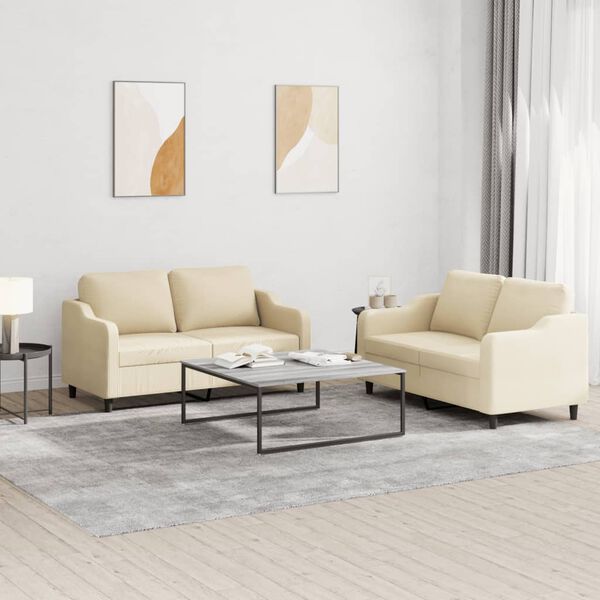 vidaXL Sofa Set Cream 100% polyester, metal, textilene, plywood Medium