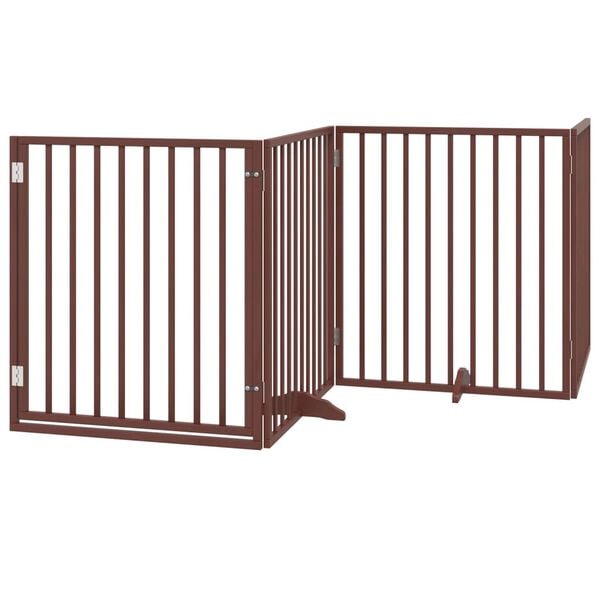 vidaXL Dog Gate Set of 4 Brown Poplar Wood 126 in total length