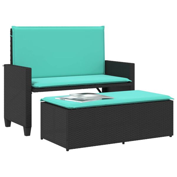vidaXL Patio Bench Black, Turquoise