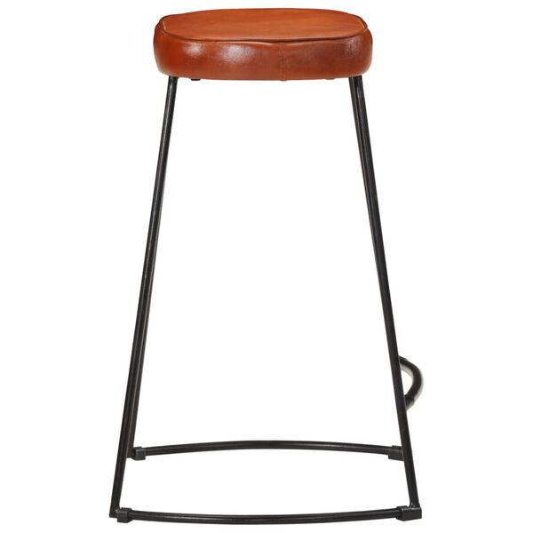 vidaXL Bar Stool Set of 2 Dark Brown Faux Leather Standard Industrial