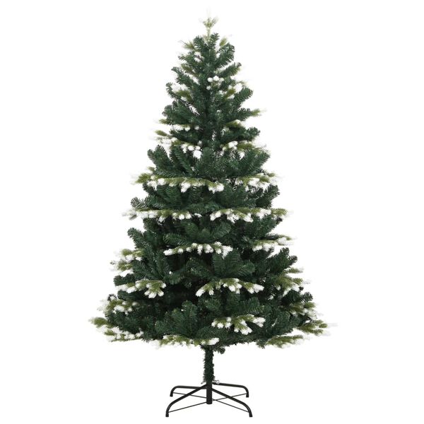 vidaXL 59 in Artificial Hinged Christmas Tree Green and white PVC, PE, metal