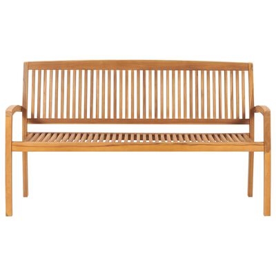vidaXL 3-Seater Stacking Patio Bench 62.6" Solid Teak Wood