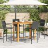 vidaXL Garden Bar Set Black Solid Acacia wood, Poly Rattan Table for 4