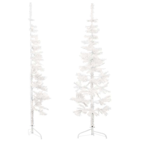 vidaXL Artificial Half Christmas Tree White PVC Slim