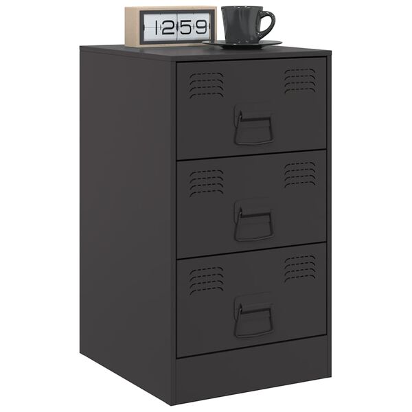 vidaXL Bedside Cabinet Black Cold-rolled steel Standard Bedside Cabinet