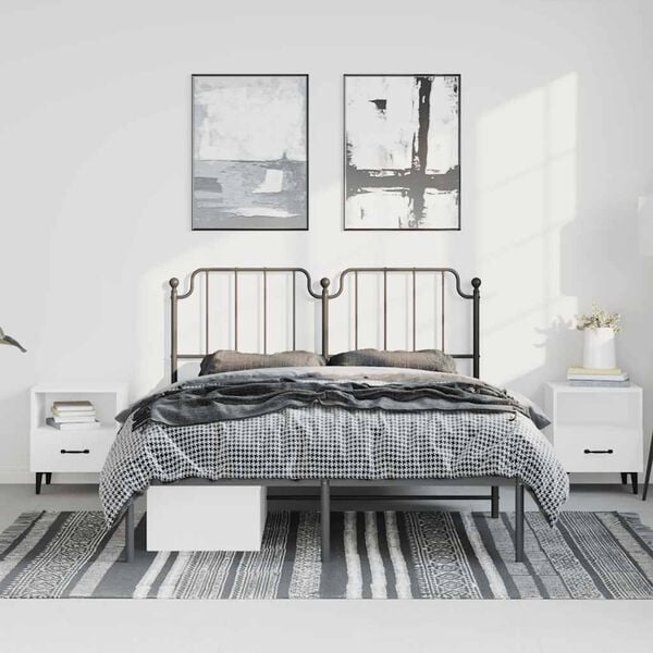 vidaXL Bed Frame Black Powder-coated steel Double Bed Frame