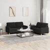 vidaXL Sofa Set Black Polyester 2-seater Sofa Set Rectangular Modern