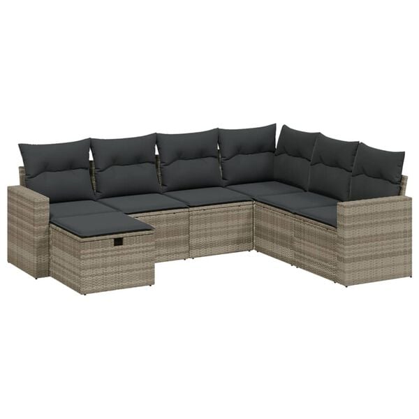 vidaXL Garden Sofa Set Light Grey Poly Rattan Washable Covers