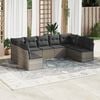 vidaXL Garden Sofa Set Grey PE Rattan Large Adjustable Feet