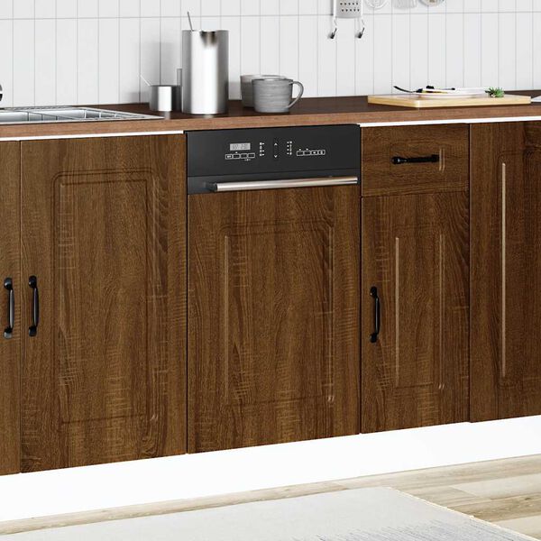 vidaXL Dishwasher Panel Brown Oak Engineered Wood 17.7x0.6x26.4 in