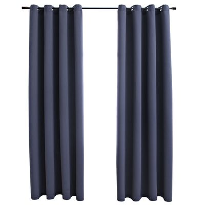 vidaXL Blackout Curtains with Rings 2 pcs Anthracite 54"x63" Fabric