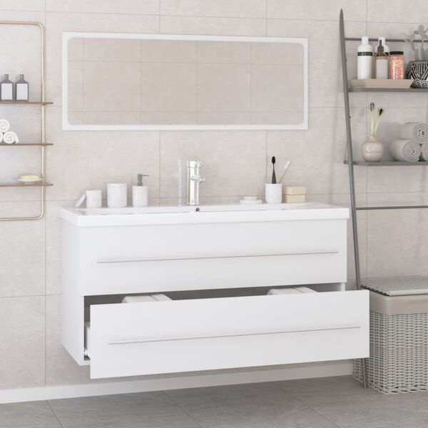 vidaXL Bathroom Furniture Set White Engineered wood and ceramic 39.4 in
