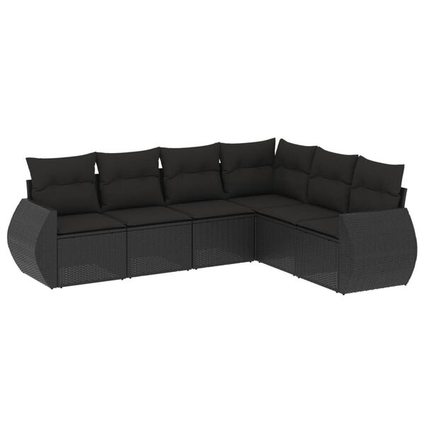 vidaXL Garden Sofa Set Black PE Rattan, Powder-Coated Steel Large