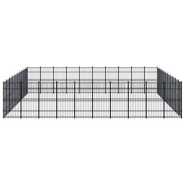 vidaXL Dog Kennel Black Powder-coated steel Large Durable Dog Kennel