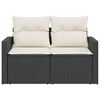 vidaXL Garden Sofa Black and Cream PE Rattan 2-Seater Modular