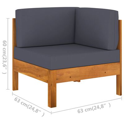 vidaXL 5 Piece Patio Lounge Set with Dark Gray Cushions Acacia Wood