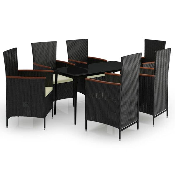 vidaXL Garden Dining Set Black, Cream White