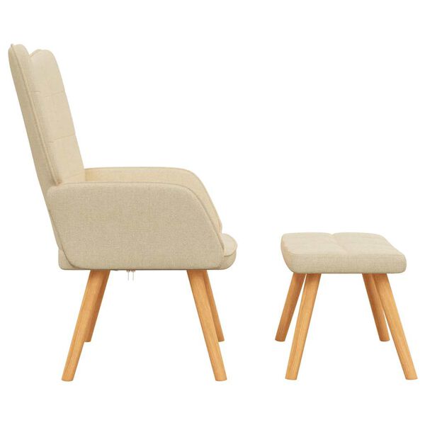 vidaXL Relaxing Chair With Stool Cream