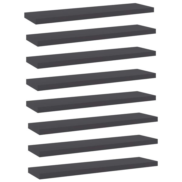 vidaXL Shelf Set of 8 Grey Engineered wood 15.7 x 3.9 x 0.6 in Simple