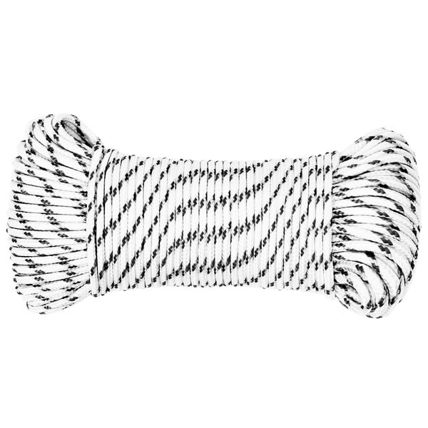 vidaXL Braided Boat Rope White 0.20 "x164.0 ' Polyester