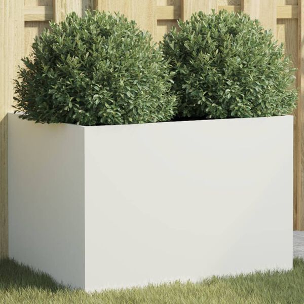 vidaXL Planter White Cold-rolled steel Medium Durable Planter