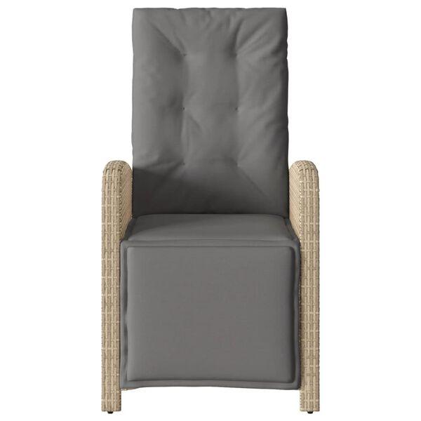 vidaXL Reclining Patio Chair with Footrest Mix Beige Poly Rattan