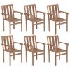 vidaXL Patio Chair Set of 6 Teak wood Fine sanded teak hardwood