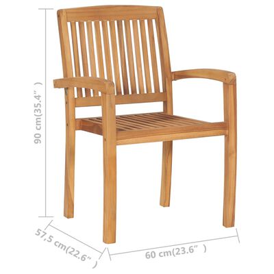 vidaXL Stacking Patio Dining Chairs 2 pcs Solid Teak Wood