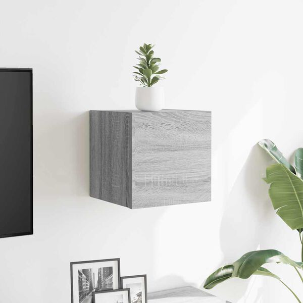vidaXL Wall Mounted TV Cabinet Grey Sonoma Engineered Wood