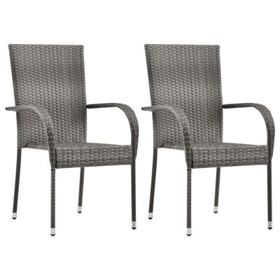 Vidaxl Stackable Patio Chairs 2 Pcs, Wicker Stacking Dining Chairs