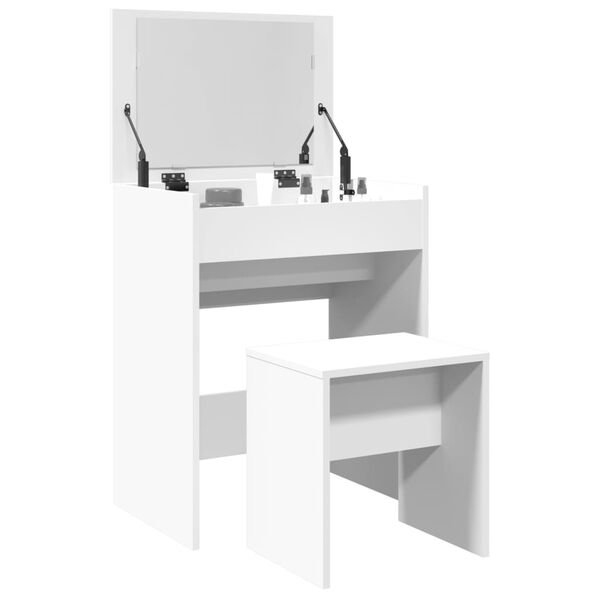 vidaXL Dressing Table White Engineered wood, glass Medium Dressing Table