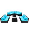 vidaXL Garden Sofa Black and Tropical Blue