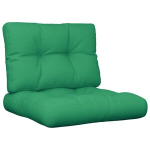 vidaXL Pallet Cushion Set of 2 Green 100% Polyester 23.6 x 23.6 x 4.7 in