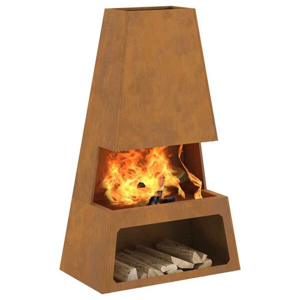 vidaXL Fire Pit Brown 23.62 x 13.78 x 39.37 in Steel