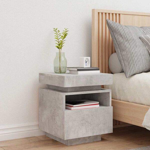 vidaXL Bedside Cabinet Concrete Grey Engineered Wood Compact