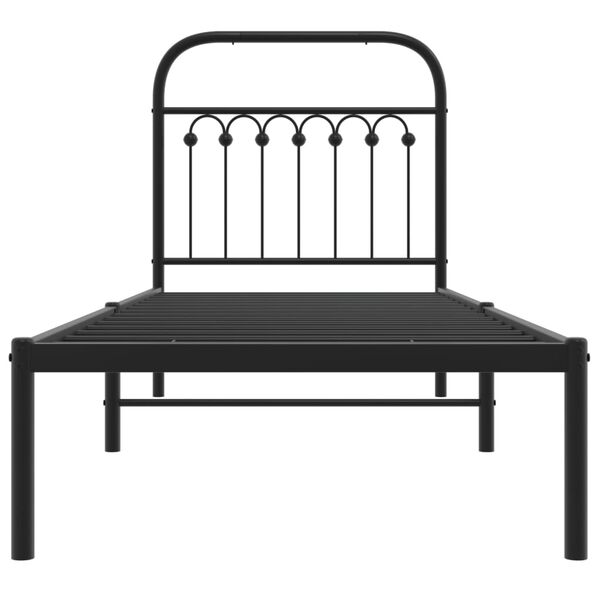 vidaXL Bed Frame Black Steel Small Single Bed Frame Rectangular