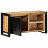 vidaXL TV Cabinet Black and Brown Solid Rough Mango Wood, Iron