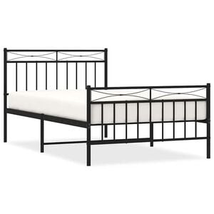 vidaXL Bed Frame Black Powder-Coated Steel Twin Bed Frame Rectangular