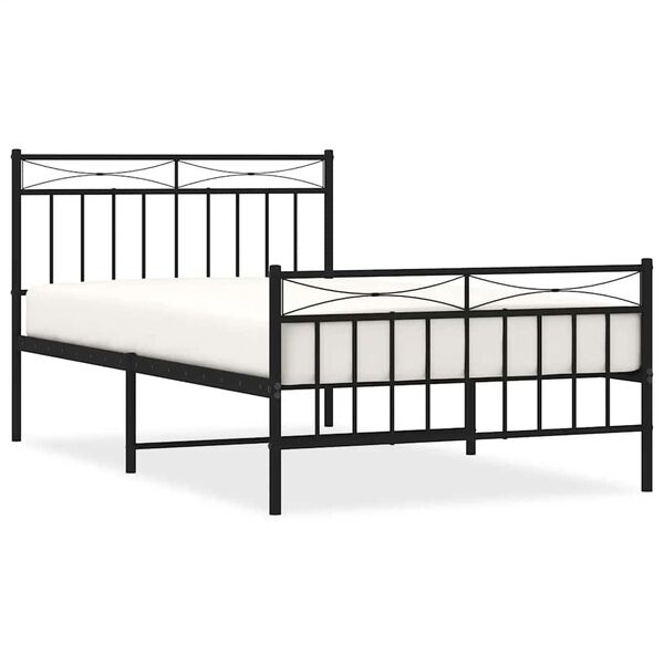 vidaXL Bed Frame Black Powder-Coated Steel Twin Bed Frame Rectangular