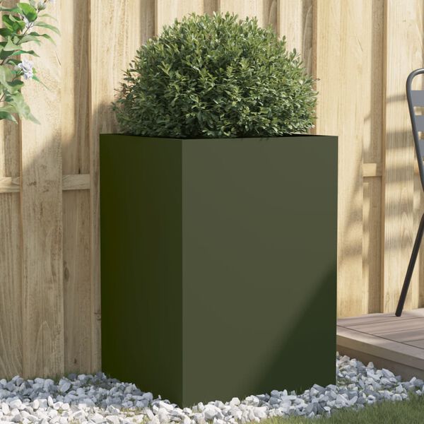 vidaXL Planter Olive green Cold-rolled steel Medium Durable Planter