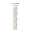 vidaXL Work Rope White 0.55 " 164.0 ' Polypropylene