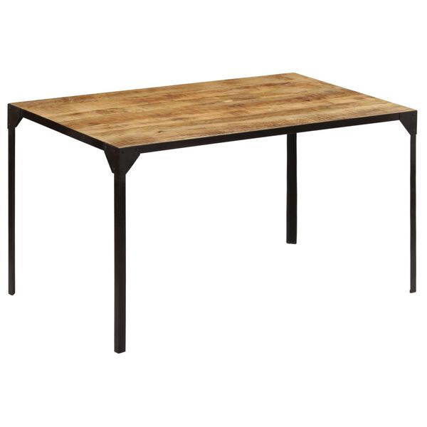 vidaXL Dining Table Brown, Black Solid mango wood, Powder-coated iron