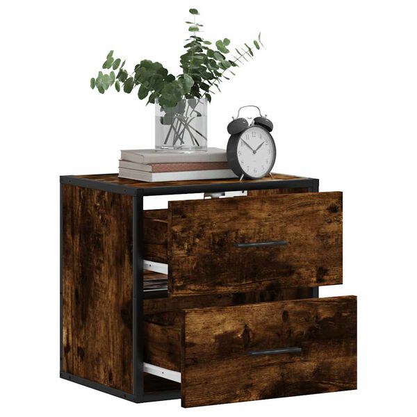 vidaXL Wall-mounted Bedside Cabinet Set of 2 Smoked Oak