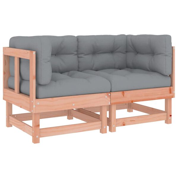 vidaXL Corner Sofa Grey, Natural Wood